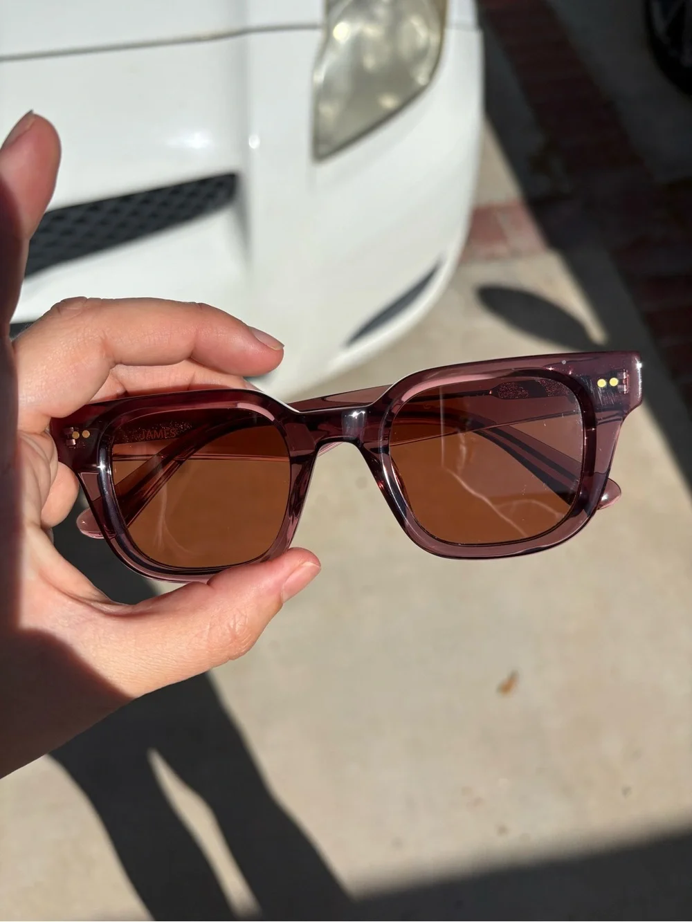 James Sunglasses — Translucent Rose Pink Square Shades